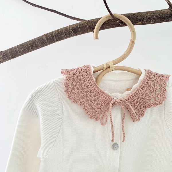 Y-F Wholesale Eco-Friendly Kids Fashion Handmade Crochet Floral Embroidery 100% Cotton Lace Collar with Hollow Neckline