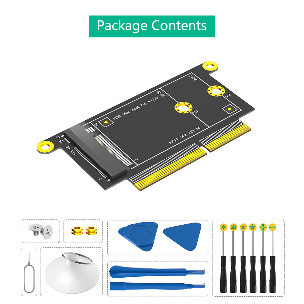 NGFF M.2 NVMe Key M 2230/2242 Type Adapter for Macbook A1708 Model