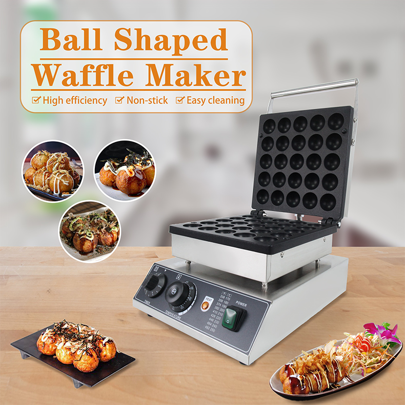 25 Holes Commercial Electric Ball Shape Waffle Maker with Temperature Range of 50-300