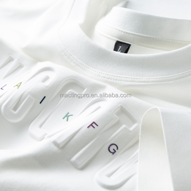 Custom 3D Embossed Logo Mercerized Cotton T-Shirt for Men in Colorful or Quantity 1000