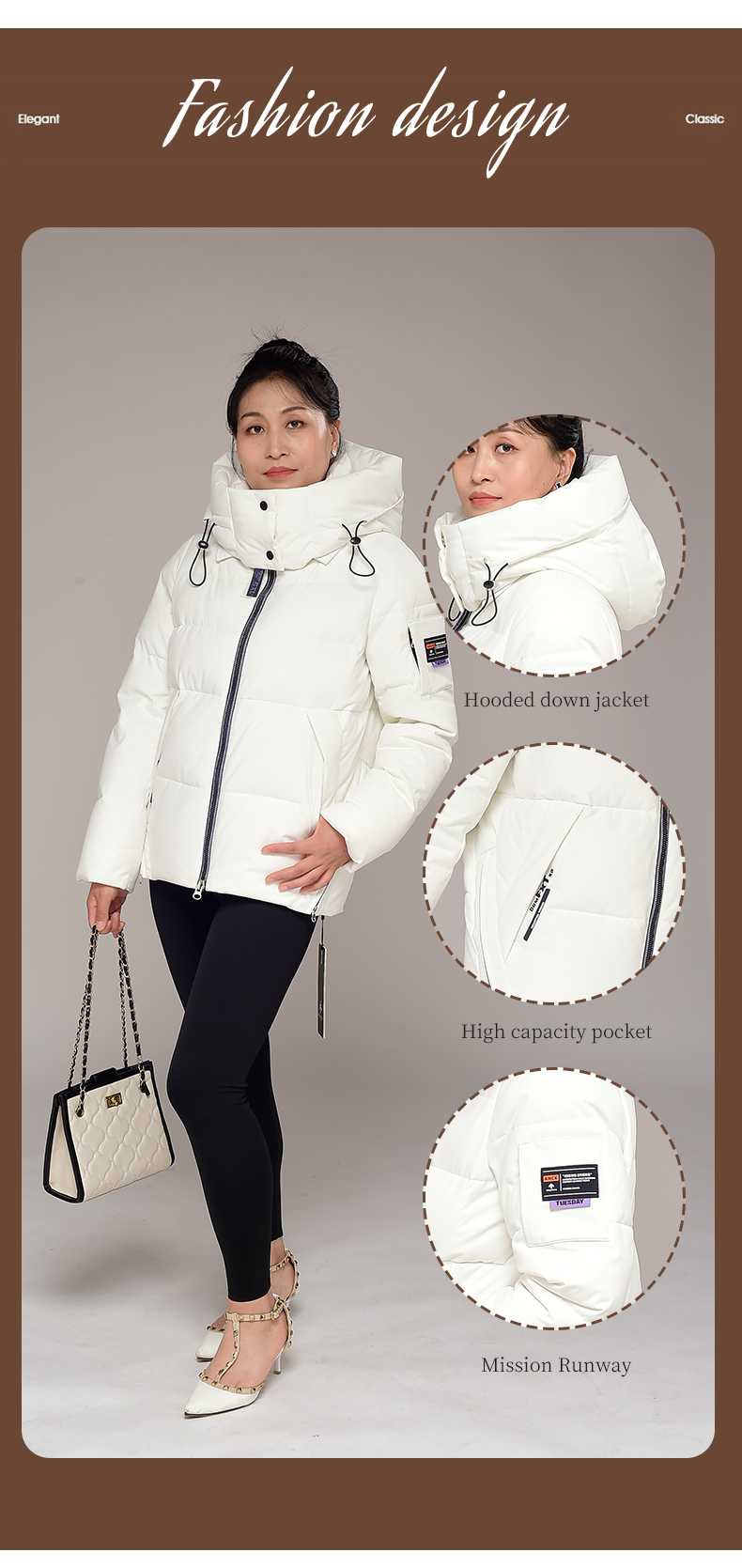 The Fine Quality FODARLLOY F23120 Ladies Warm Hooded Cotton-padded Clothes Women Slim Long Winter Jackets Women Coats