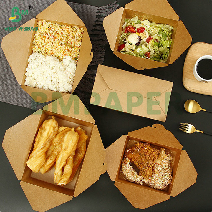 Greaseproof 15g PE Coated 250g 270g Kraft Paperboard For Takeaway Food Box