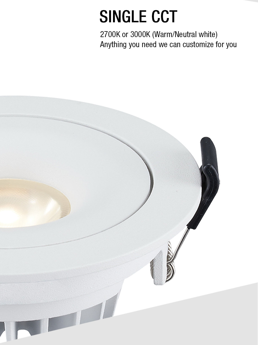 Aluminum 9W COB Dimmable Tiltable LED Downlights IP54 Cutout 83mm