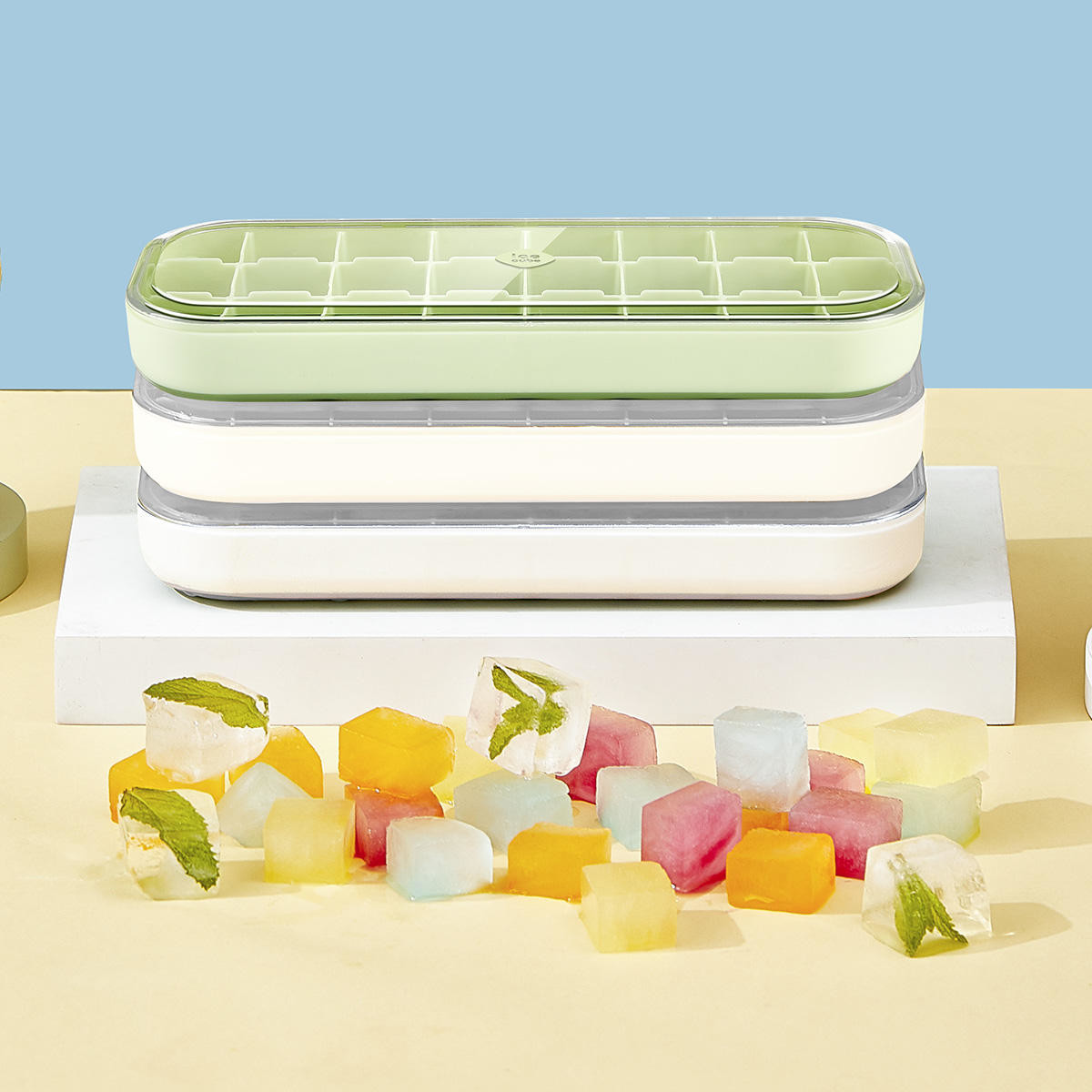 Plastic Soft Sole Refrigerator Ice Cube Maker Tray Small Square Ice Cube Tray