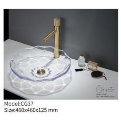 China Circular Bathroom Glass Sink Polished Above Counter Multi Layer Coating wholesale