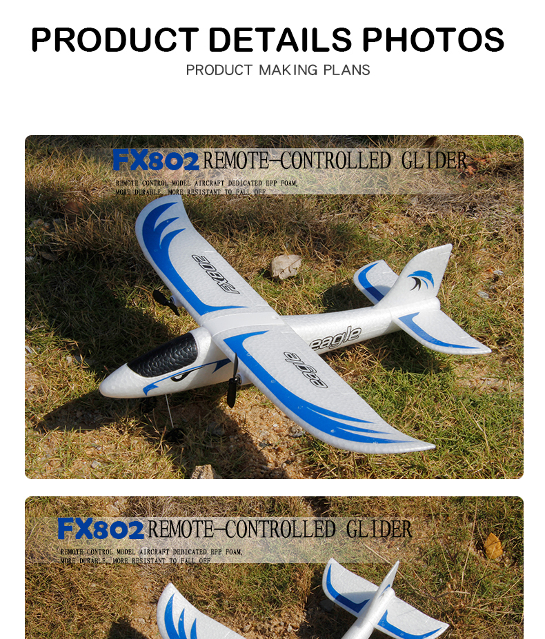 Power Source Electric 2.4GHz 2CH RC Foam Ultralight Flying Glider Airplane Plane Model Toy Fx802 Epp Eagle RC Glider