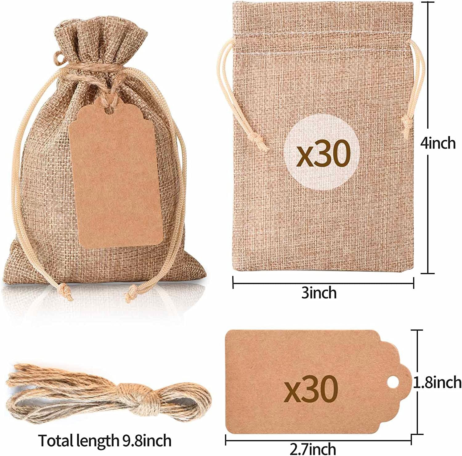 3"x 4" Bags with Drawstring, Wedding Hessian Linen Sacks Bag, Jewelry Pouches Burlap Bags