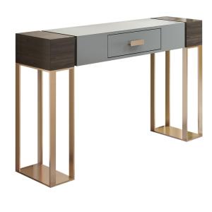 China Wooden Console Table With Marble Top And Drawers Brass Gold wholesale