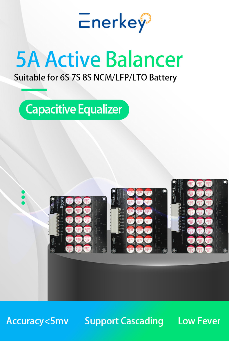 Enerkey 4-6S 5A Active Balancer Battery Capacitor Equalizer Board for 12V 24V 6s BMS For RV energy storage