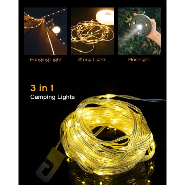 32.8ft Camping String Lights Waterproof Outdoor Lights for Camping Essentials 2-