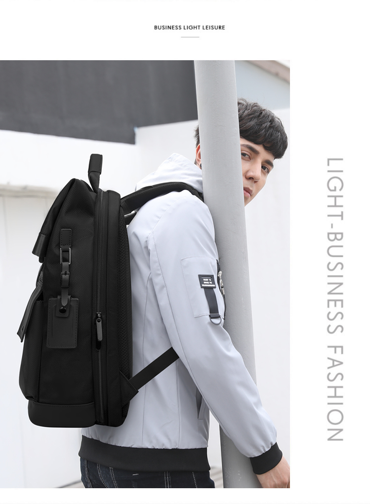 1680D Polyester College Sports Waterproof Business Backpack Solid Color