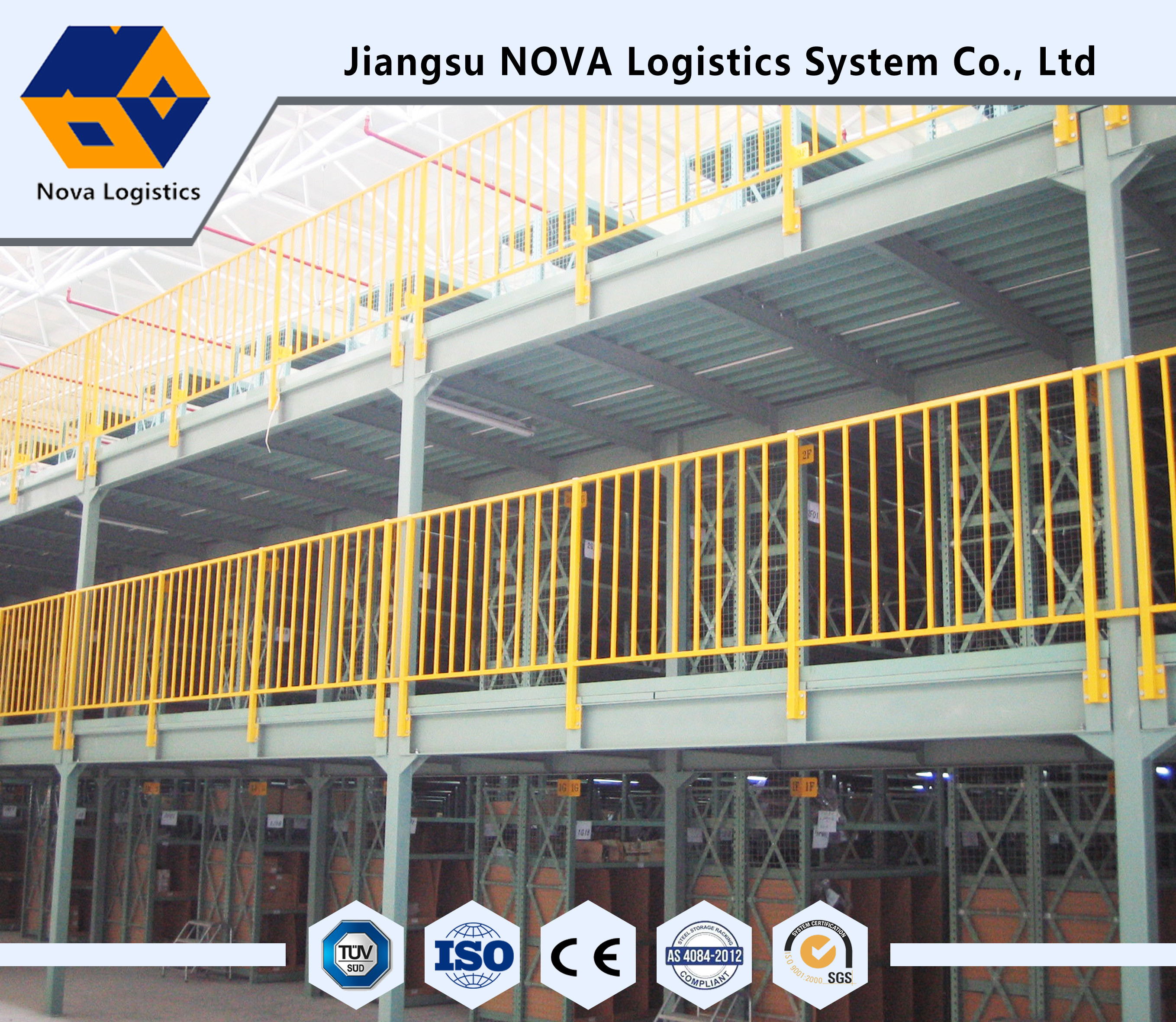 1000kg / M2 Multi Tier Mezzanine Rack , Multilayer Storage Mezzanine Platforms