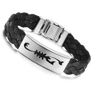 China Tagor Stainless Steel Jewelry Super Fashion Silicone Leather Bracelet Bangle TYSR046 wholesale