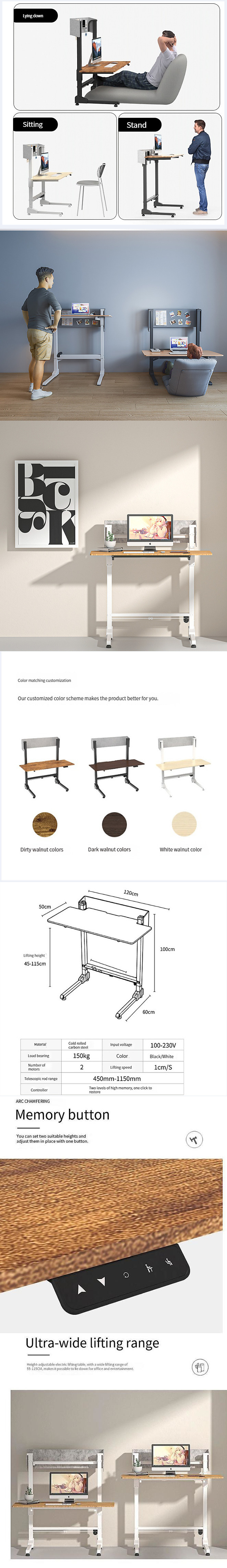 Adjustable Height Home Office Desk with Electric Lifting and Modern Design Speed 38mm/s