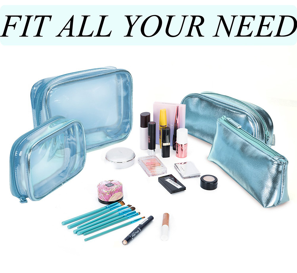5 In 1 PVC Leather Travel Transparent Cosmetic Bags