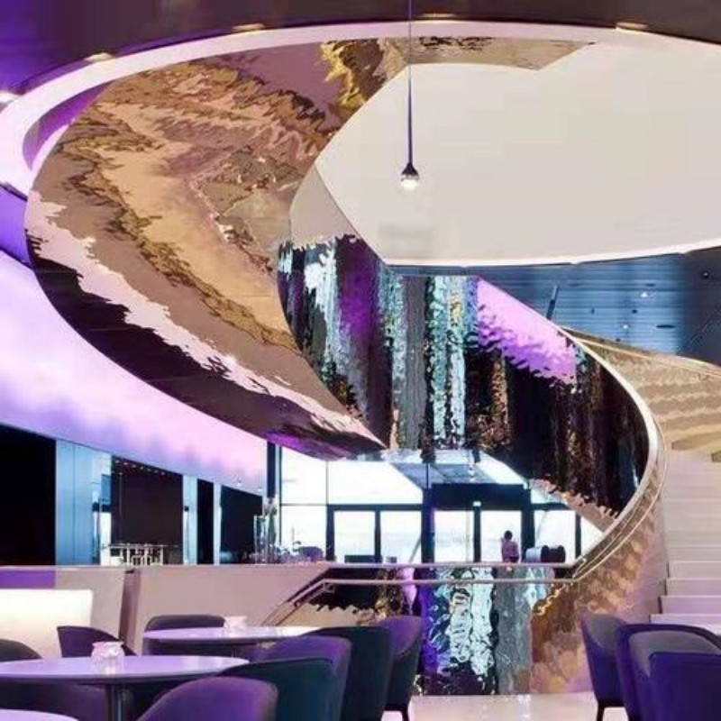 304 Water Ripple Stainless Steel Texture PVD Iridescent Metal Sheet For Art Decoration