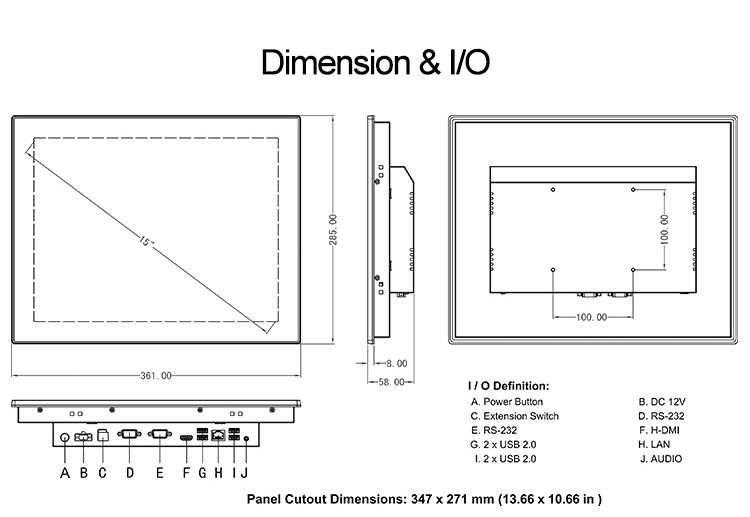 Capacitive Industrial Android Tablet Pc , RK3288 Bluetooth 15 Touch Screen Computer