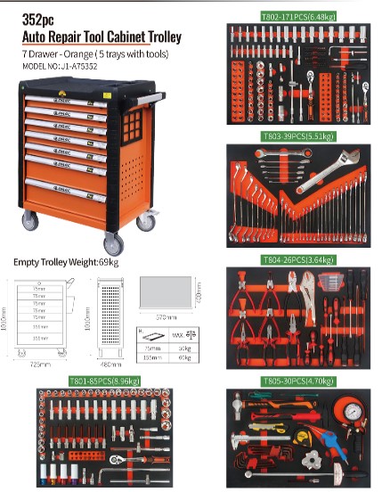 Cabinet Tool Chest Mobile Workbench 352pcs