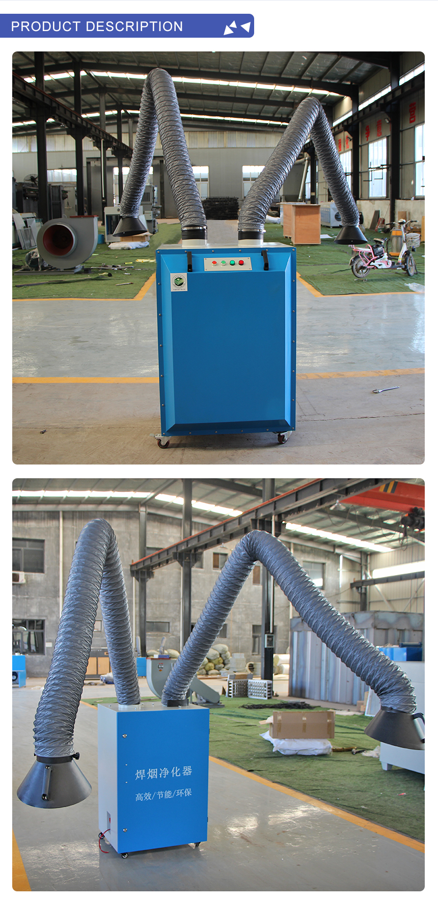 2-Piece Filter Cartridge Portable Smoke Eaters for Welding Cleaning Fume Dust Extractors