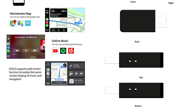Mini USB Wireless Carplay Adapter Support Wired Carplay And Android Auto To Wireless Apple Carplay And Android Auto 