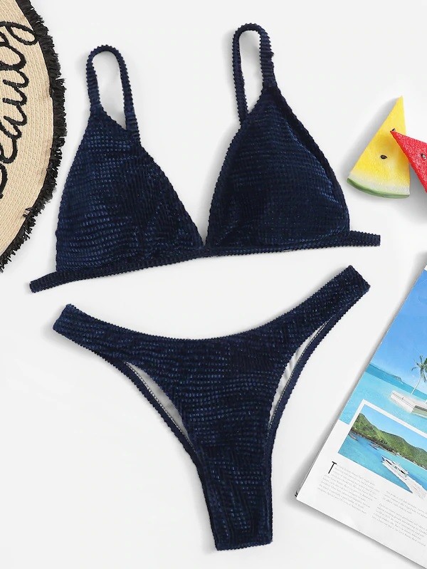 Tiered Layer Tie a Knot Front Top With Low waist Bikini swimsuit high cut