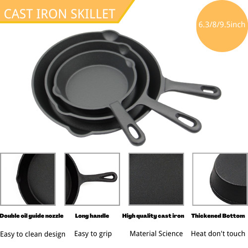 Round Cast Iron Skillet Pre-Seasoned : Perfect For Home Cooking And Outdoor Grilling 10 Inch / 12 Inch