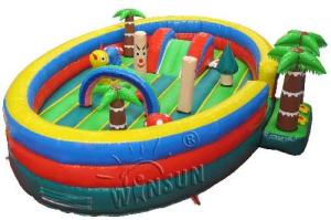 China Tropical Style Kids Blow Up House / Toddler Jump House 7.3x6x2m wholesale