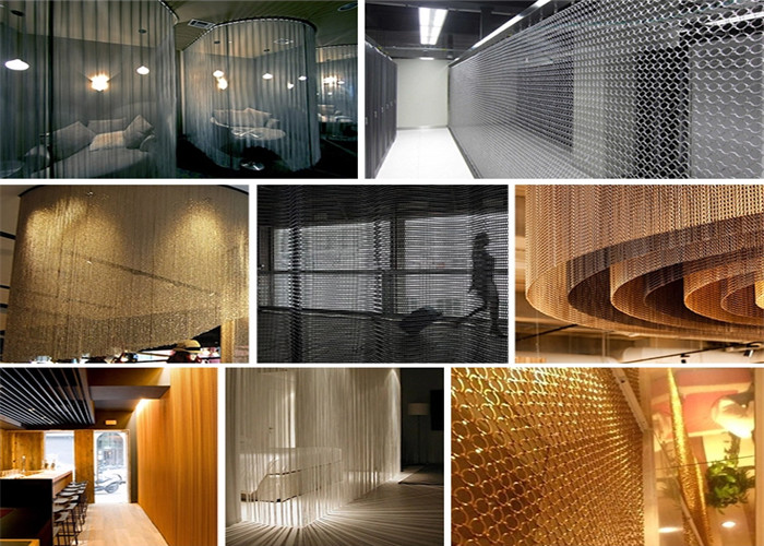 Decorative Mesh Shower SUS304 Metal Door Chain Link Fly Curtain 3x3