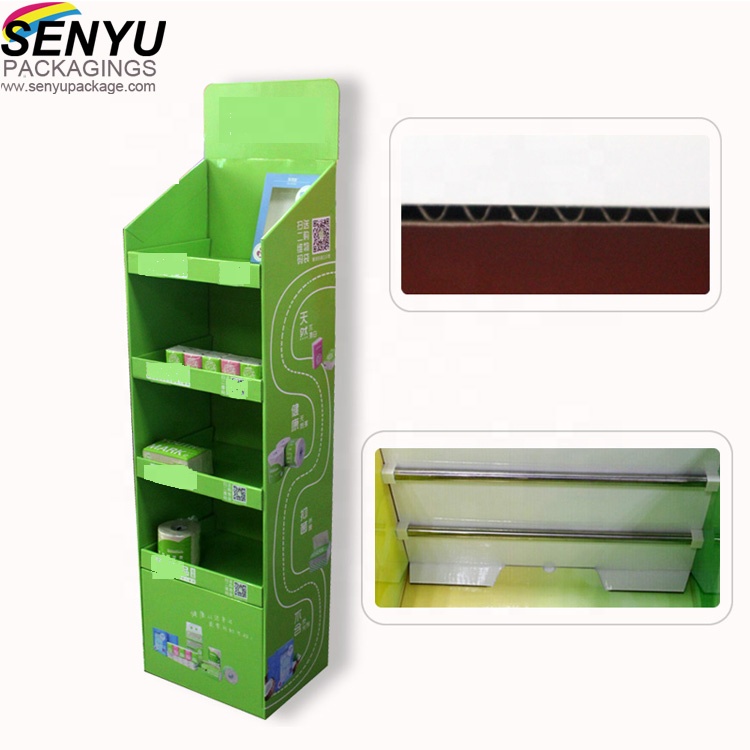 Pop Floor Corrugated Cardboard Display Stands Embossing Or Glossy Lamination