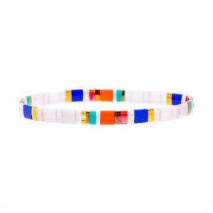 China Two Strands Elastic Tila Bead Bracelet Geometric For Anniversary on sale