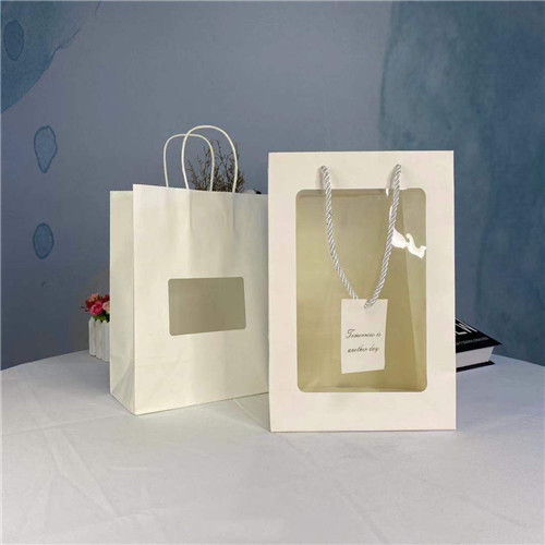 Christmas Paper Gift Bags With Clear PVC Window