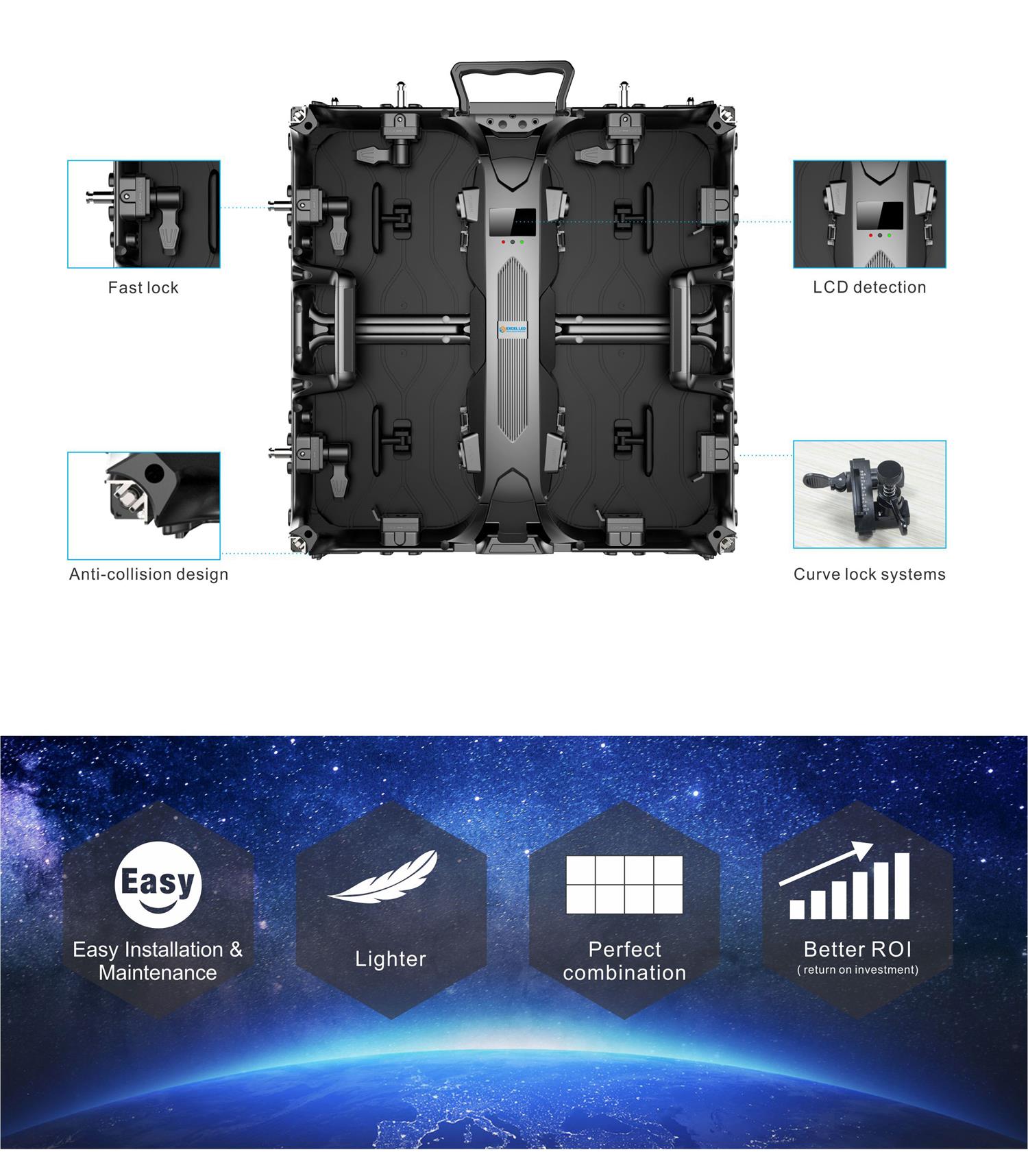 FCC IP65 1500cd/sqm P3.91 P4.81 Outdoor Led Video Wall