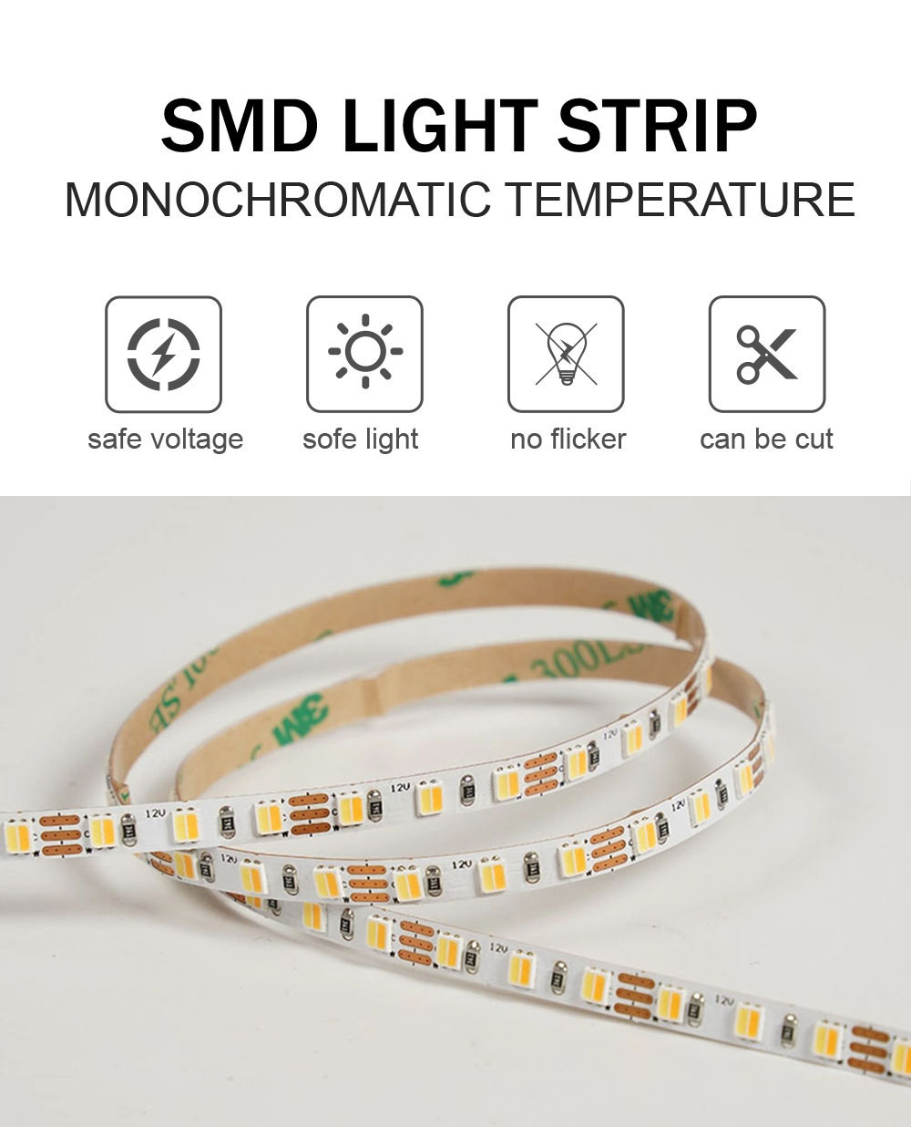 CCT 12V24V 8mm 120leds 3000K-6500K 35Copper Led Strip Light for TV Backlight Cabinet