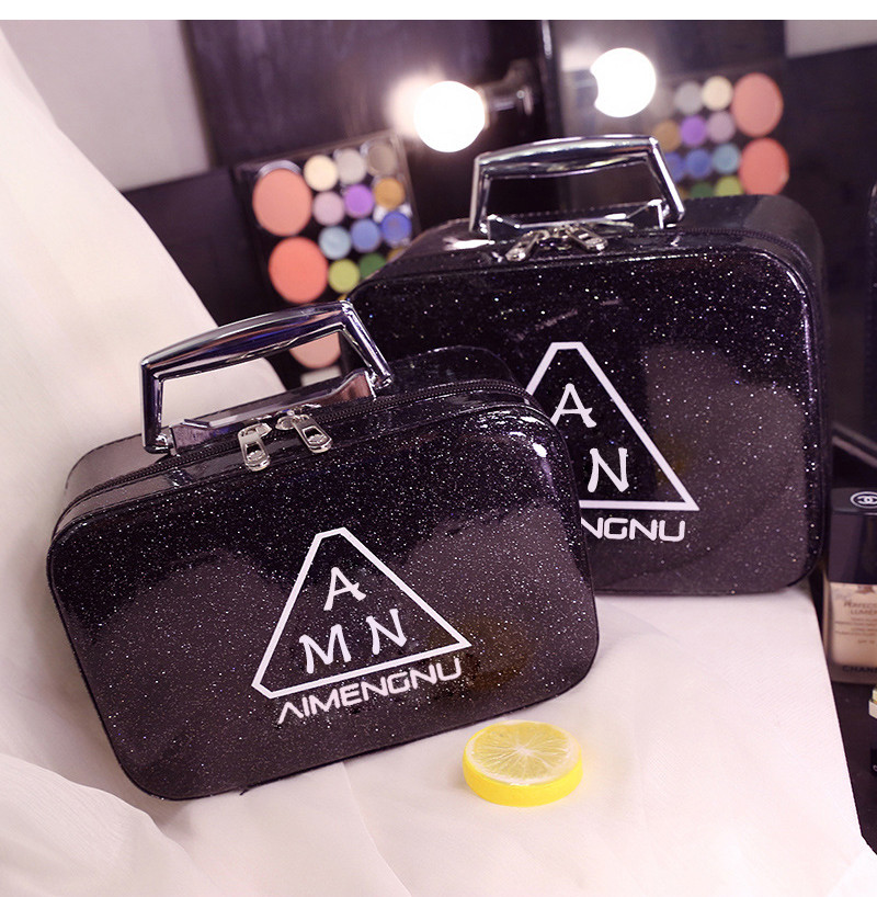 Splash Proof PU Leather Glitter Makeup Bag Case
