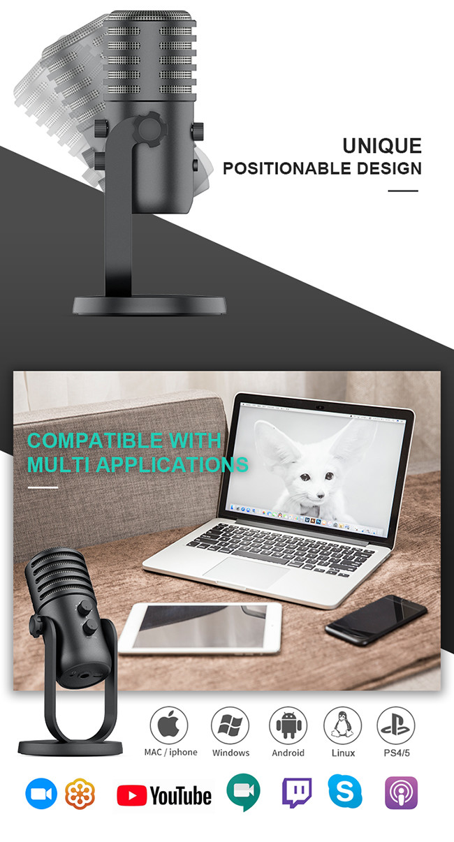 16bit 24bit USB Condenser Microphone 48KHZ Live Recording Microphone