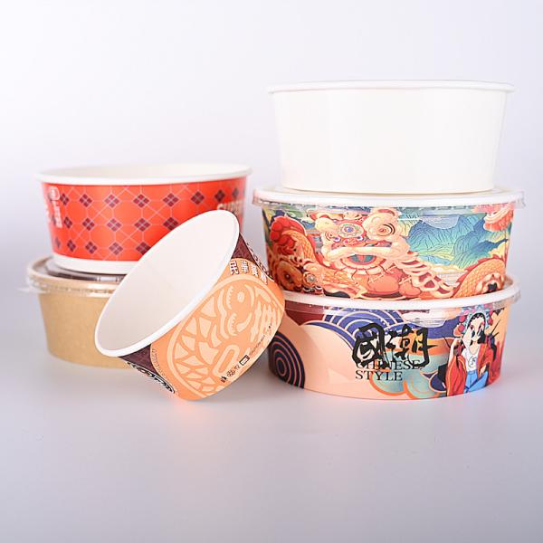 Rigid Salad Disposable Paper Food Packaging Kraft Paper Bowls For Safe Storage