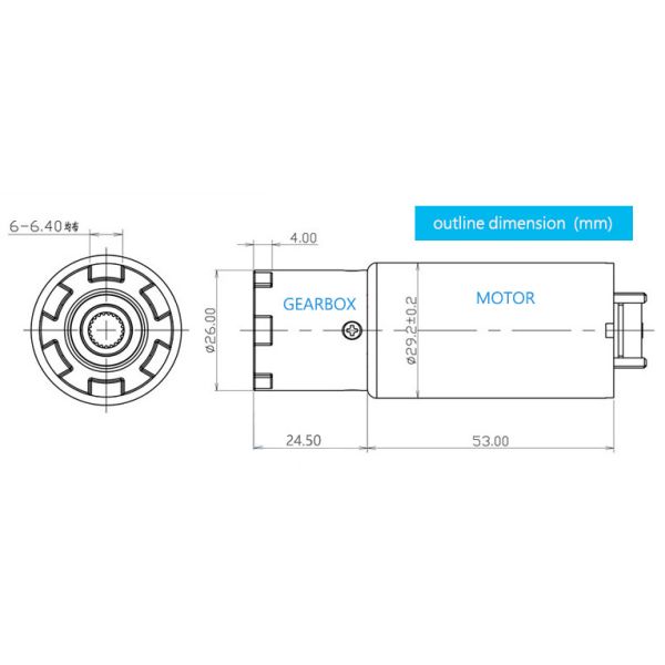 530rpm 4A Plastic Precision Gear Motor With 26mm Planetary Gearhead