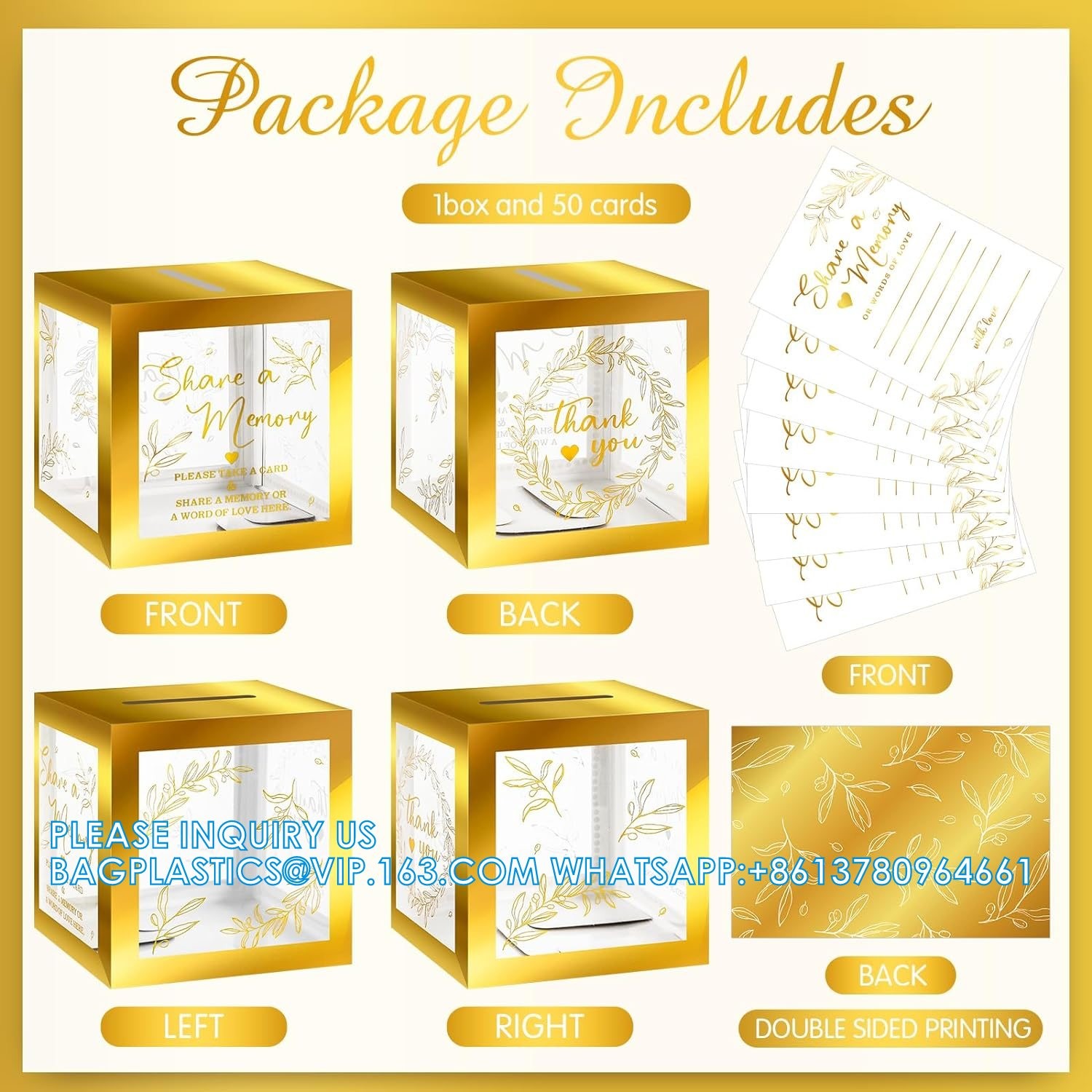 Share a Memory Card for Celebration of Life Memory Cards Box with Transparent Windows Memory Box for Funeral Wedding