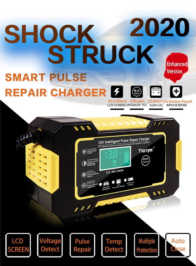 Portable Intelligent Pulse Repair Battery Charger 6A 12V