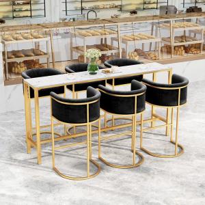 China Commercial Metal Bar Stools High Stool With Velvet / PU Seat wholesale
