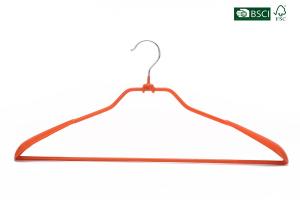 China Betterall Widen Shoulder Orange Color PVC Vinyl Coating Metal Hanger for Coat wholesale