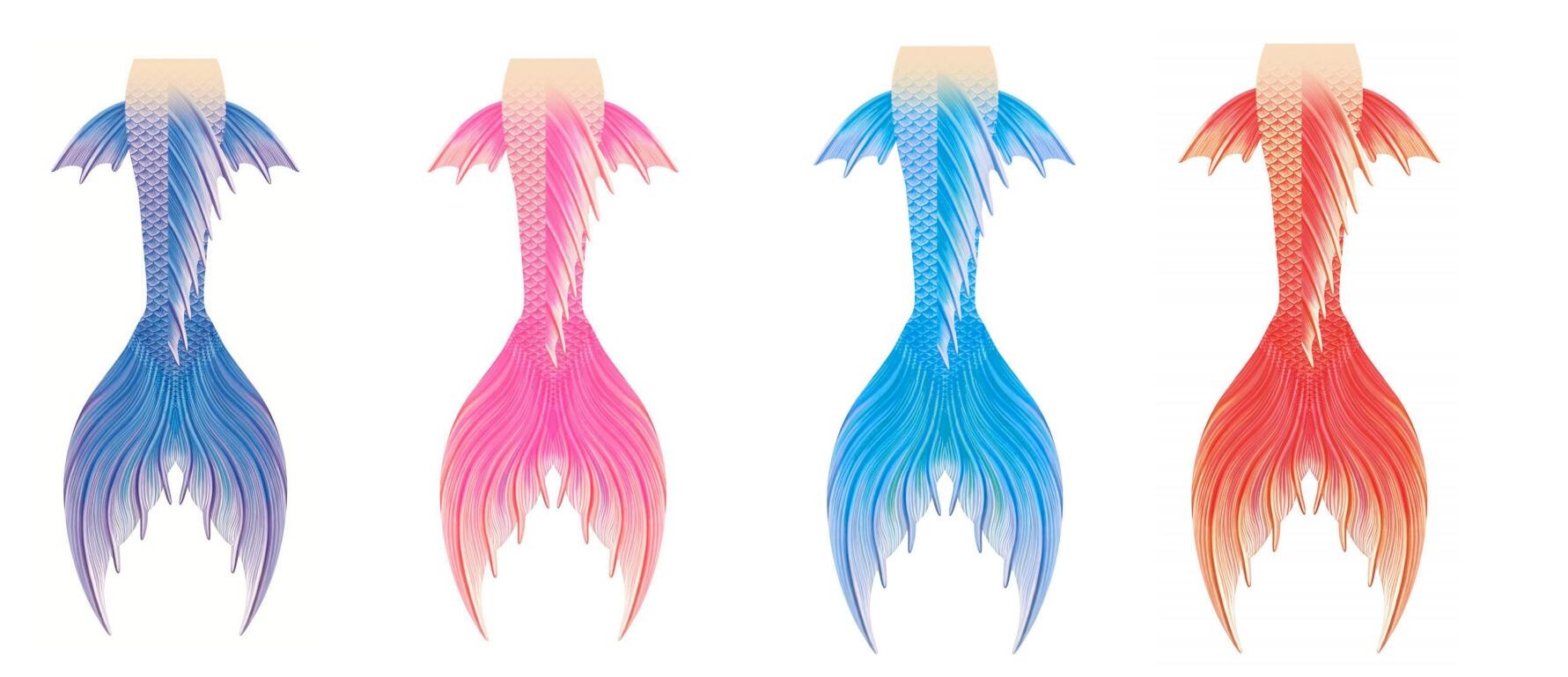 3PCS Purple Mermaid Tail For Swimming , Girls Mermaid Tail Swimsuit