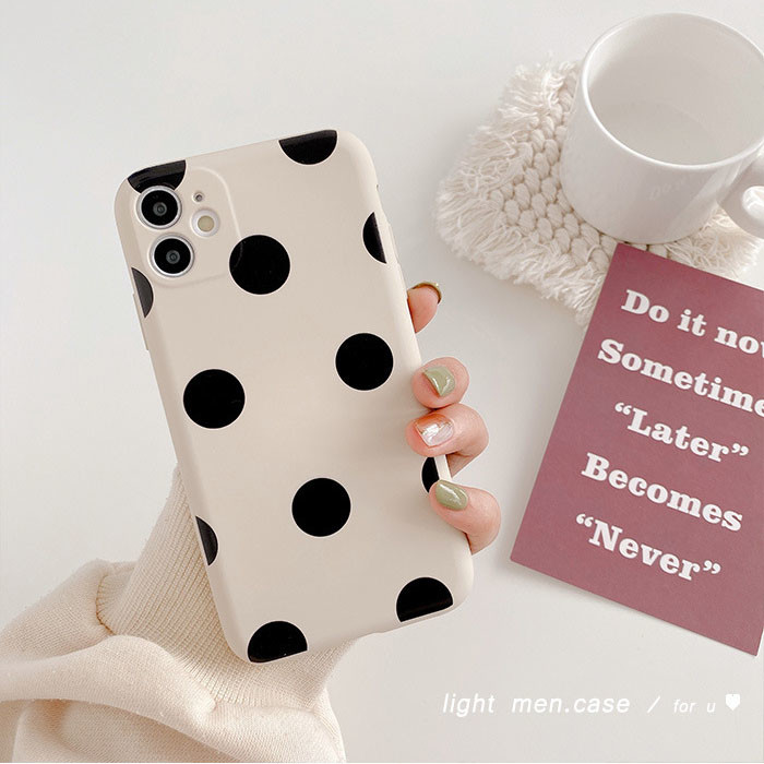Iphone 12 Shockproof Phone Case Liquid Silicone Polka Dot Patterns Anti-Knock