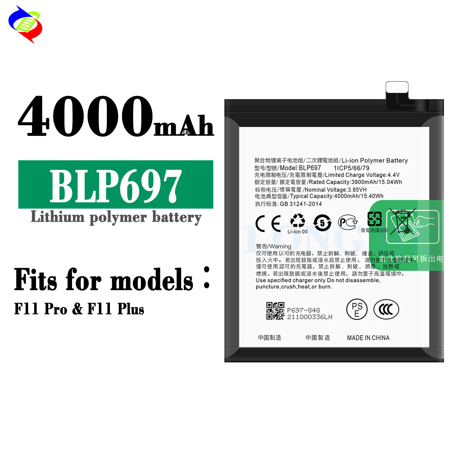 4000mAh BLP697 Li-ion Polymer Battery Original Full Mah for Oppo F11 PRO/F11 Plus