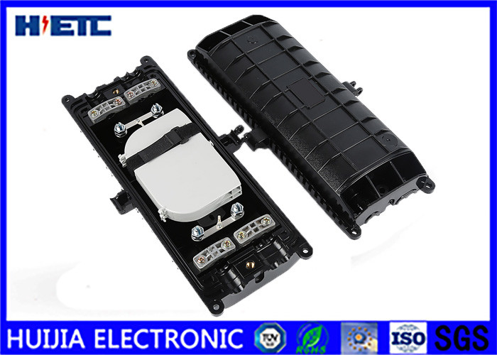 Horizontal Fiber Optic Splice Closure , Outdoor Fiber Enclosure Black Color