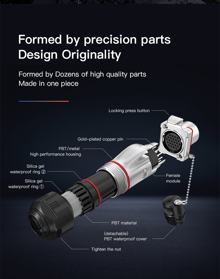 Cnlinko Connector BD24 Industrial Waterproof Metal Female Male IP68 10 Pin Plug Socket Cable Connector
