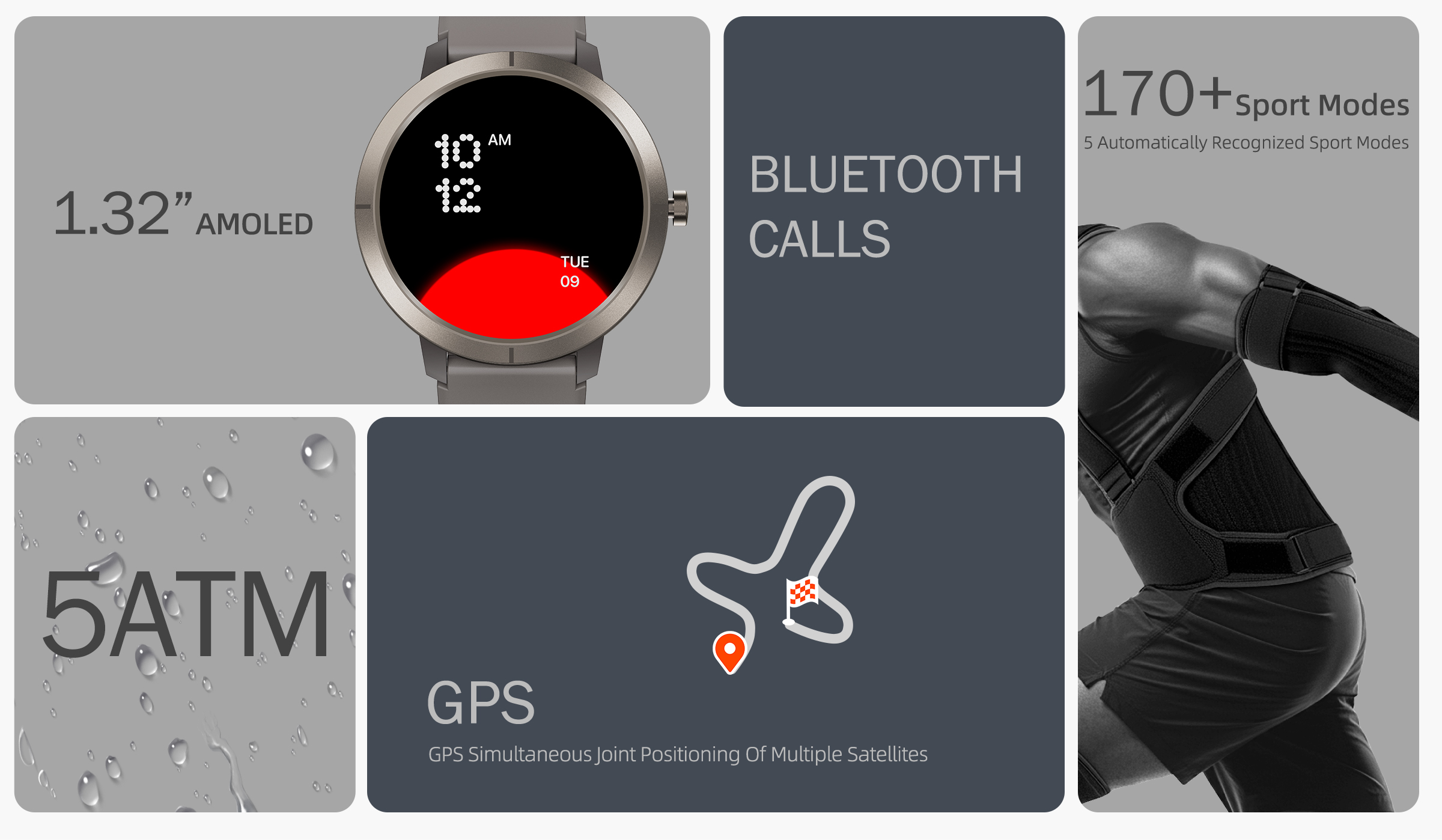 DM76 2025 Outdoor GPS Smart Watch with 1.32Inch AMOLED Display & 5ATM Waterproof