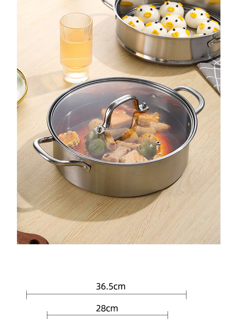 Factory 28 CM Steamer Pot Stainless Steel Dumplings Seafood Rice Cooking Food Steamer Pot For Sale