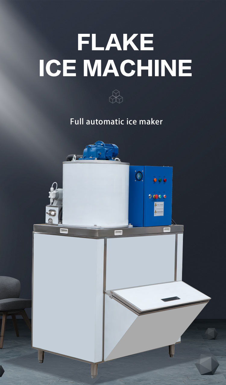 300kg/24h Seawater Flake Ice Machine Commercial Stainless Steel Frozen Snow Cone Maker