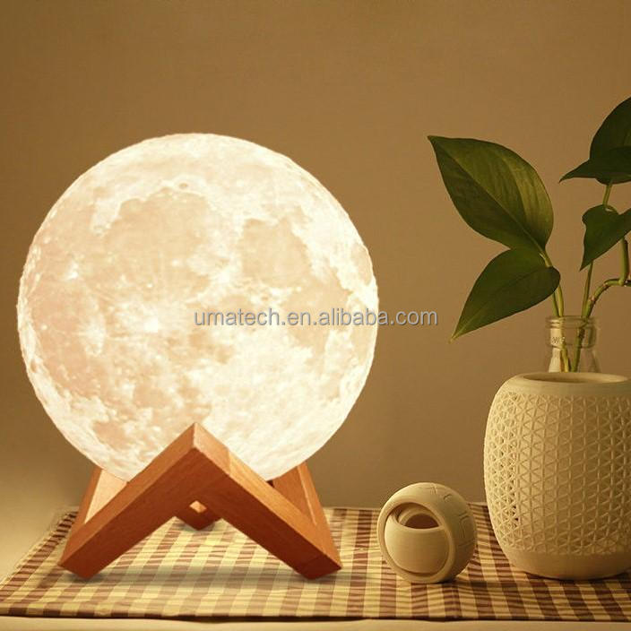 2700K LED Moon Space Lamp Environmental PLA 3D Printing 12cm x 15cm Null Design Style